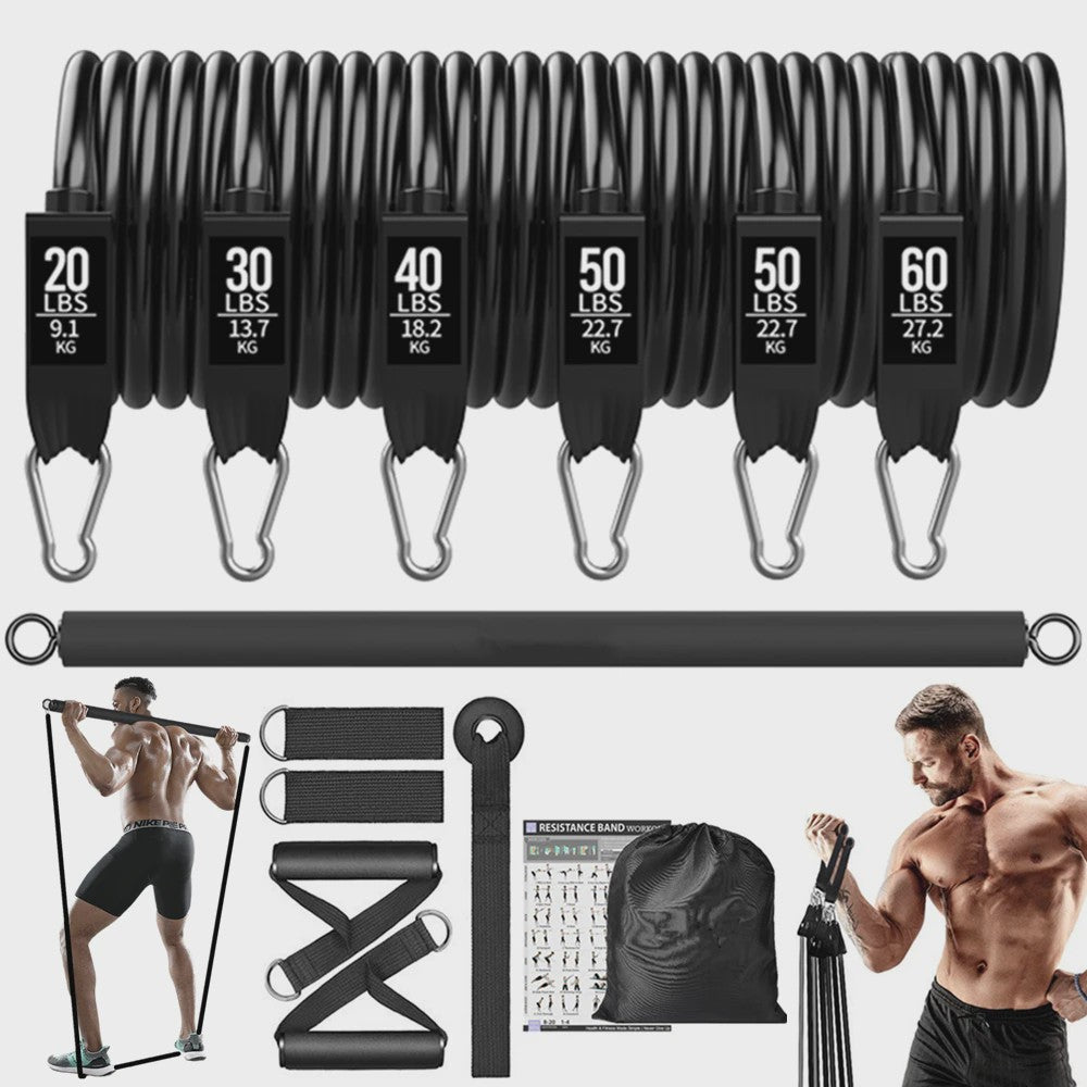 Fitness Bar met Weerstandsbanden: Complete Set voor Thuis & Pilates/Yoga Training