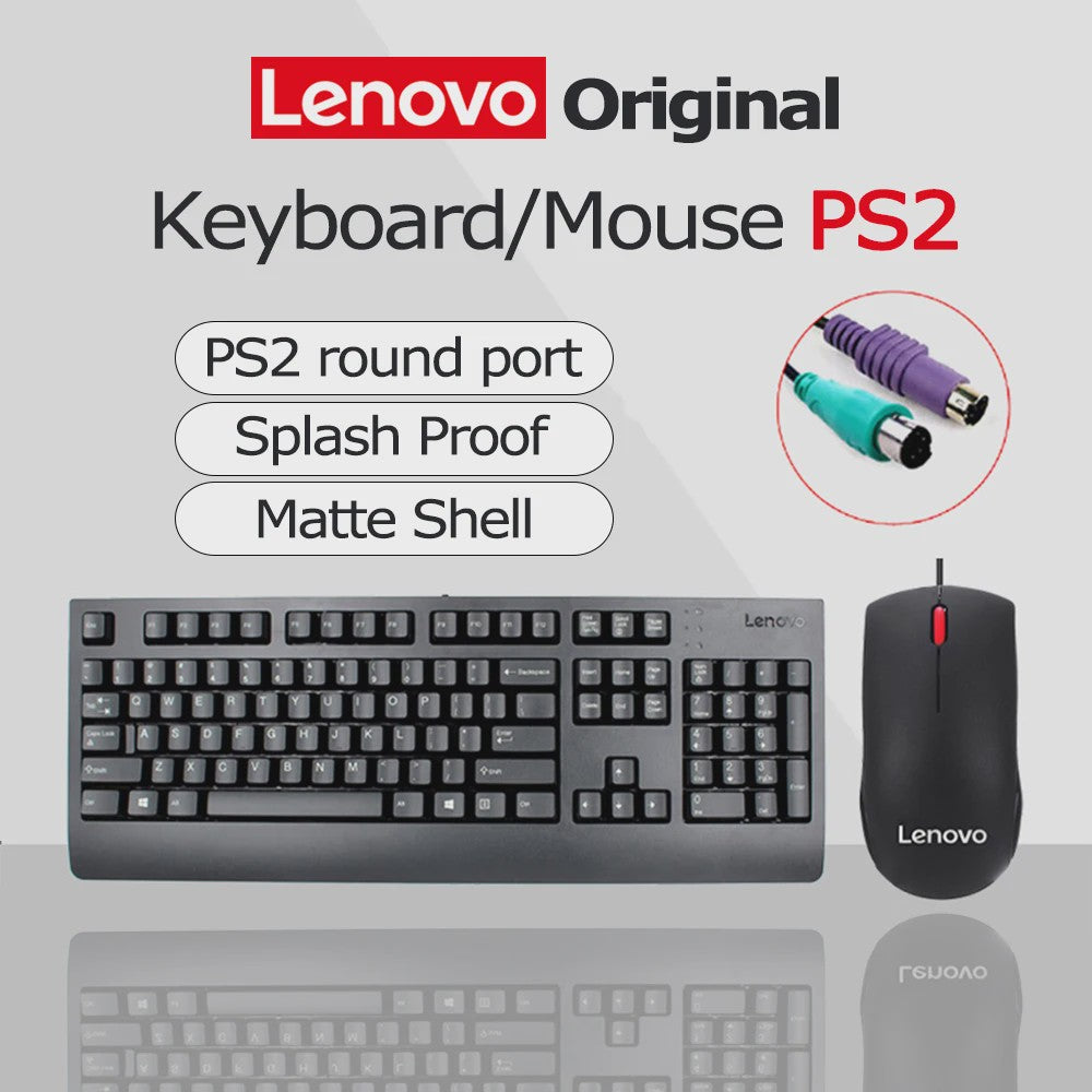 Lenovo PS/2 Bedrade Keyboard en Muis Combo - Waterdicht & Ergonomisch