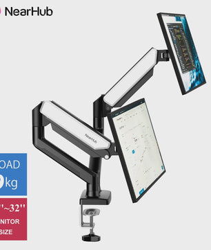 NearHub MS-002 Dubbele Monitor Arm met Klem- en Grommetbevestiging - Ergonomisch & Flexibel