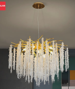 Luxe Kristallen Kroonluchter met LED - Goudkleurig - Verstelbaar - Perfect voor Woon- en Slaapkamer