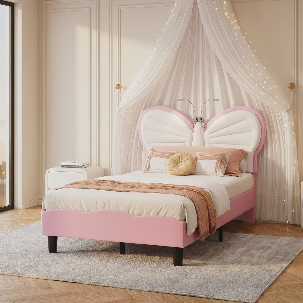 Anajqaqia Kinderbed met Vlinder Design, 90x200cm, Inclusief Nachtlampje