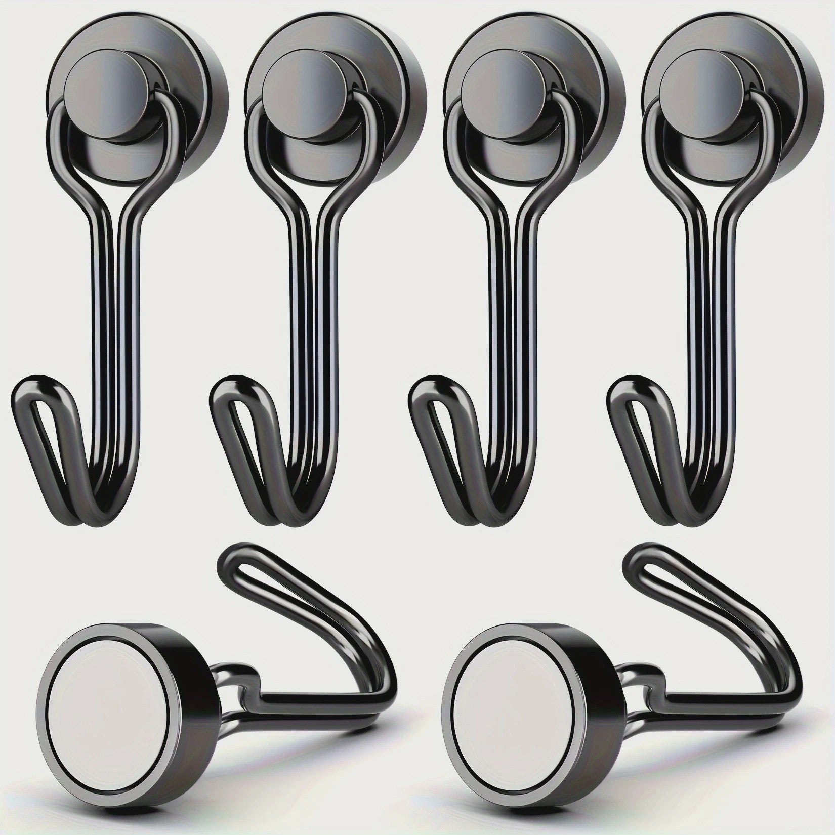 Krachtige Zwarte Magnetische Haken - Heavy Duty Ophanghaken met Sterke Magneet