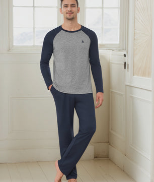 Heren Lange Katoenen Pyjama Set - Comfortabel Loungewear voor Alle Seizoenen