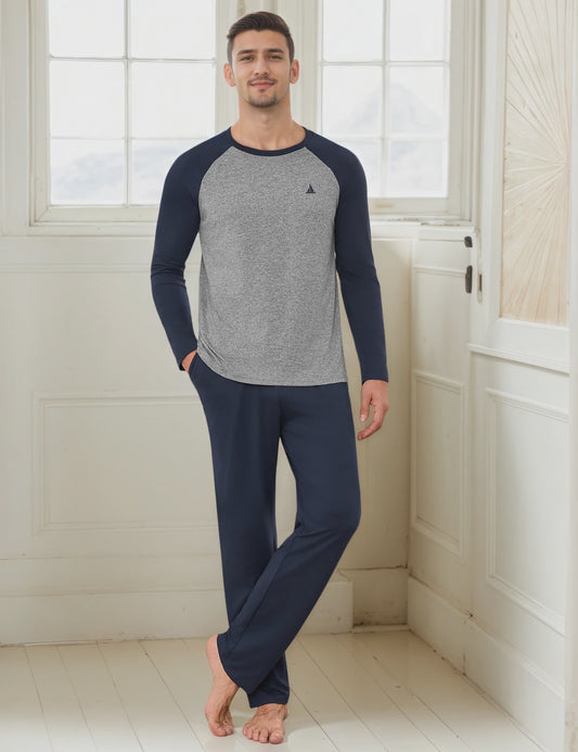 Heren Lange Katoenen Pyjama Set - Comfortabel Loungewear voor Alle Seizoenen