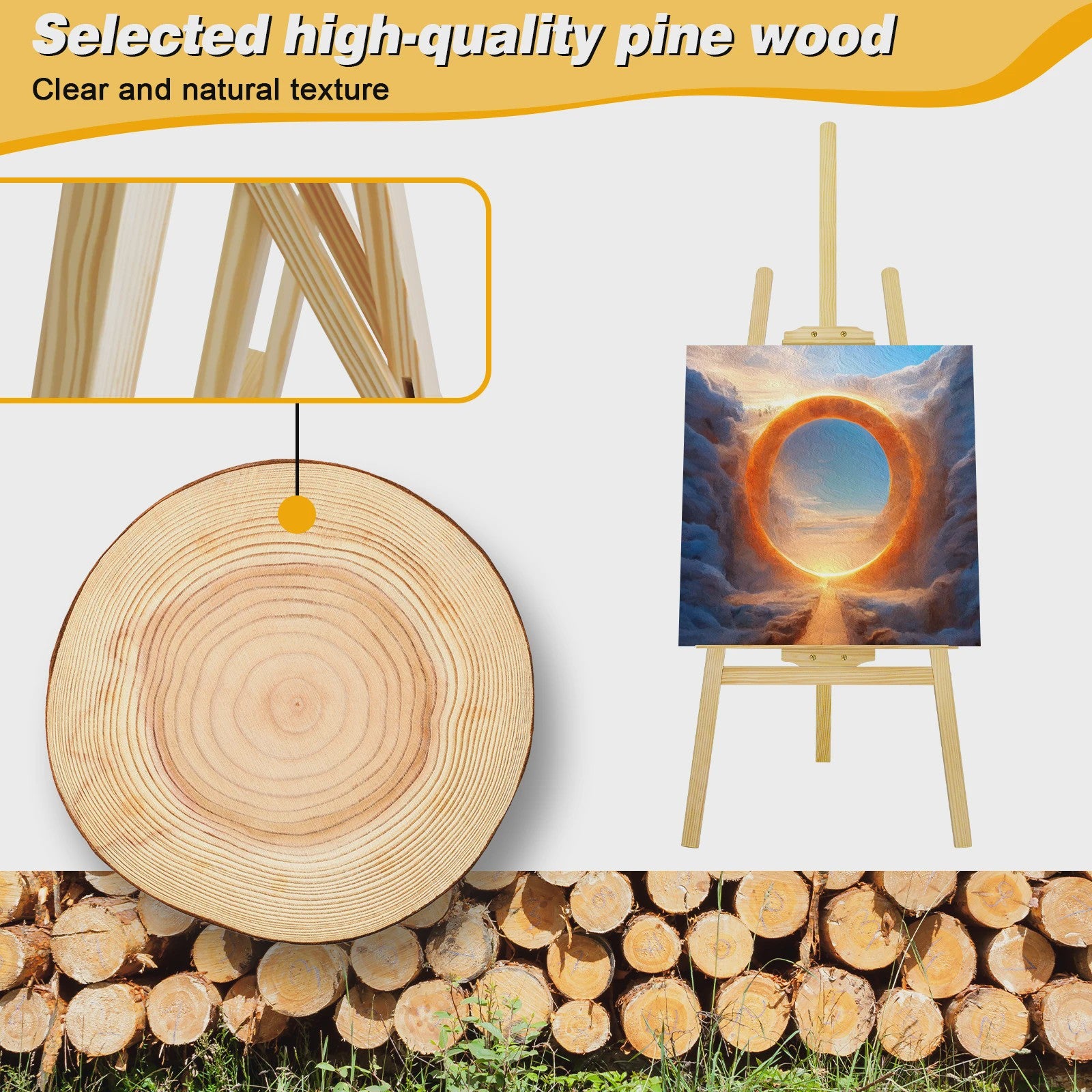Professionele Houten A-Frame Schildersezel - 1.5m Hoog, Verstelbaar & Draagbaar
