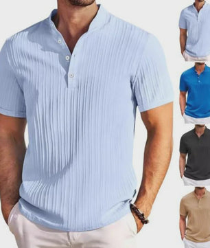 Herenshirt van Katoen en Linnen met Opstaande Kraag - Casual en Comfortabel