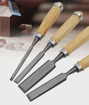 Set van 4 Beitelhoutbeitels met Beukenhouten Handvat - 8/12/16/20mm
