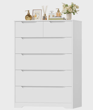 Stijlvolle Witte Commode met 6 Lades - Veelzijdige Opbergkast voor Woonkamer, Slaapkamer of Hal