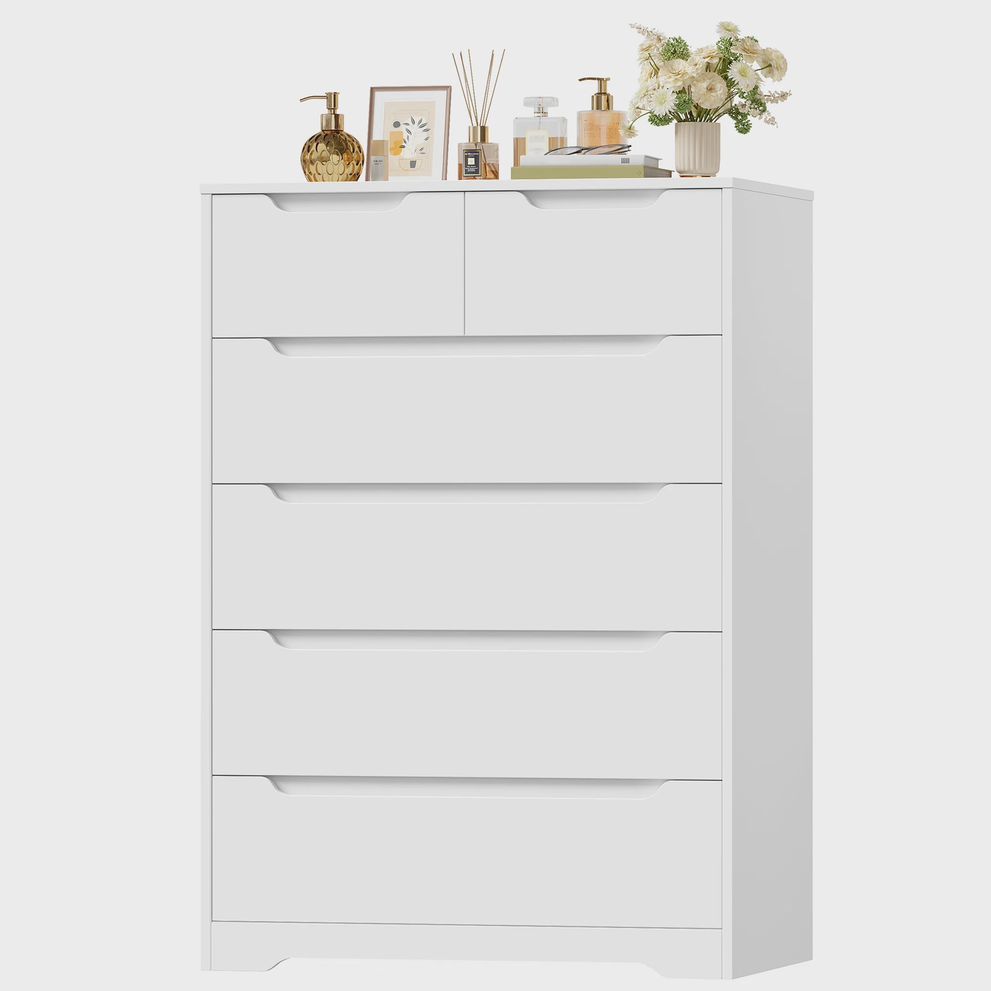 Stijlvolle Witte Commode met 6 Lades - Veelzijdige Opbergkast voor Woonkamer, Slaapkamer of Hal