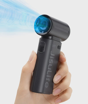 JISULIFE Life9 Draagbare Handventilator - Krachtige Turbo Wind, 18u Batterij, 5 standen, 5000mAh, Compact Zwart