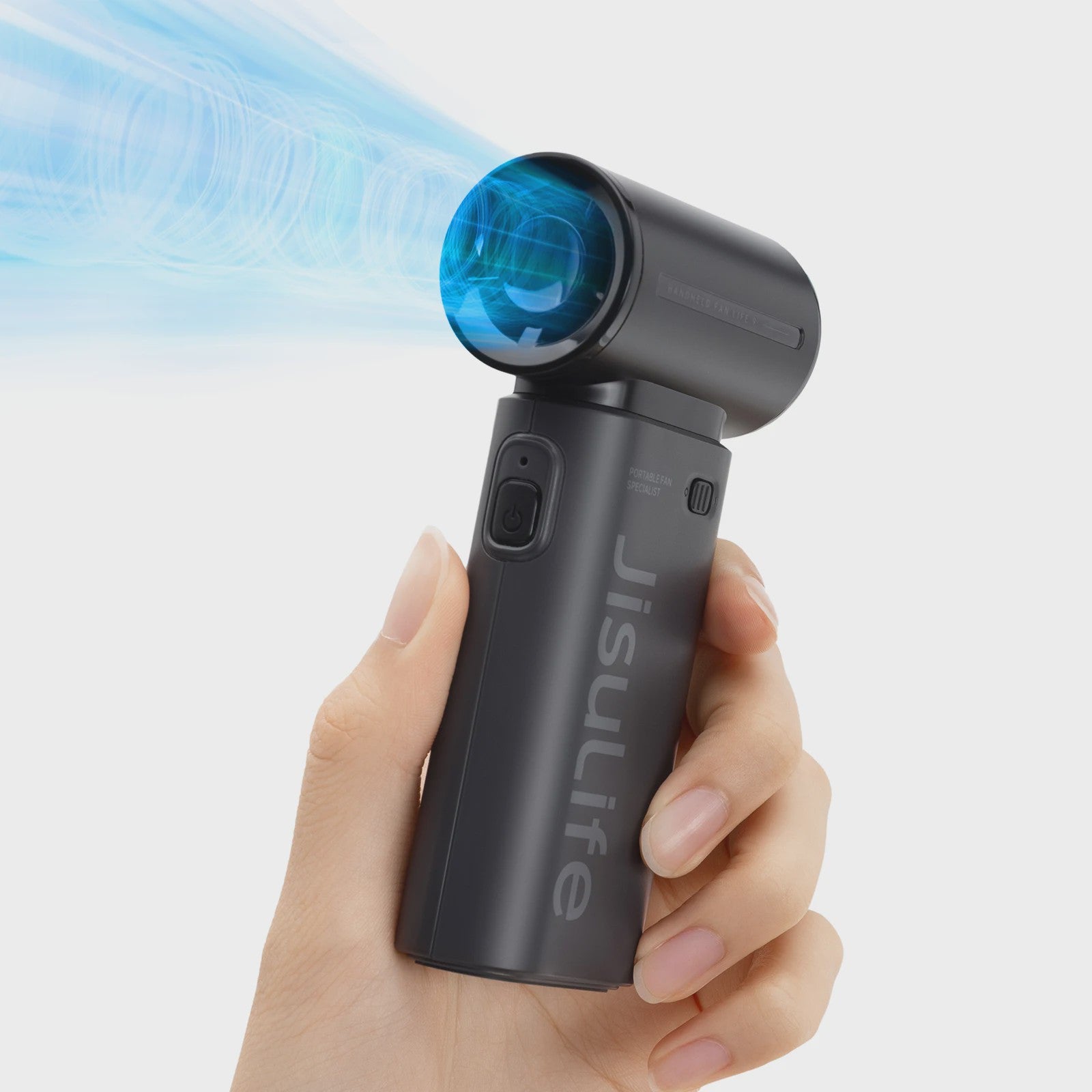JISULIFE Life9 Draagbare Handventilator - Krachtige Turbo Wind, 18u Batterij, 5 standen, 5000mAh, Compact Zwart