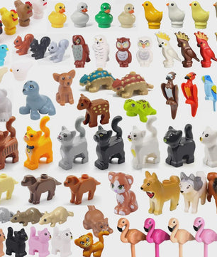 Bouwstenen Dierenpark Scene - Katten, Honden, Vogels, Varkens & Meer - DIY Speelgoed Bakstenen