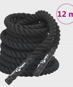 Black Battle Rope 12m - 9kg Polyester - Krachttraining & Uithoudingsvermogen