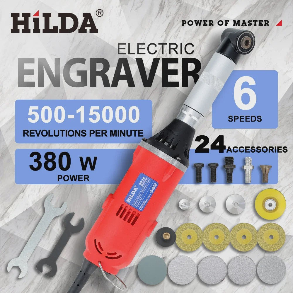 HILDA 380W Elektrische Rechte Grinder met 6 Variabele Snelheden - Polijst- en Schuurmachine