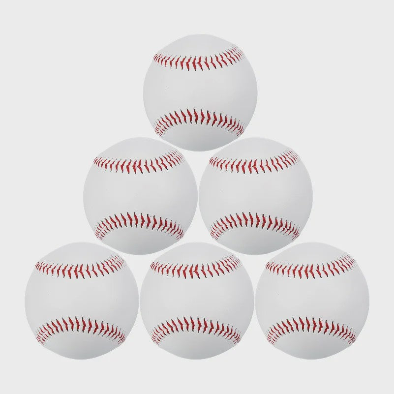 Set van 6 Harde Baseballs - Standaard Maat, Leer, Oefen & Trainingsballen