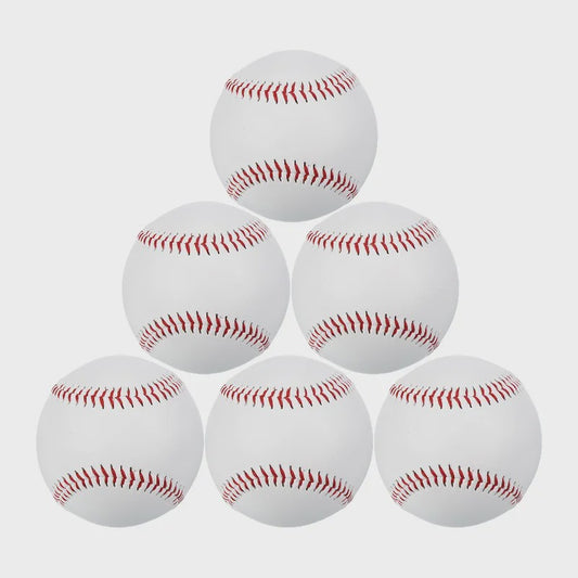 Set van 6 Harde Baseballs - Standaard Maat, Leer, Oefen & Trainingsballen