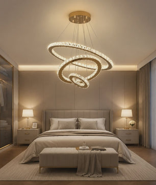 Luxe Kristallen Plafondlamp 3 Ringen LED Hanglamp - Sfeervolle Verlichting