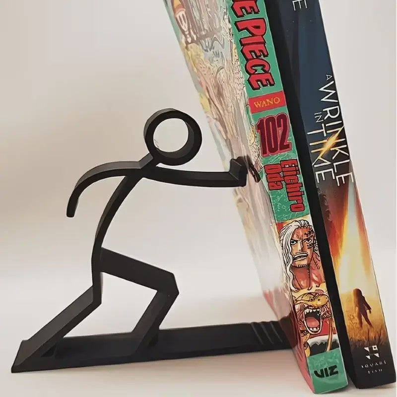 Creatieve Stickfigure Boekensteun - Minimalistische Boekenhouder voor Bureau & Cadeau