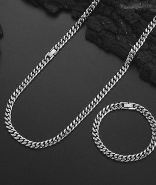 Set: 8MM Roestvrij Staal Vergrendelde Cubaanse Ketting & Armband voor Heren