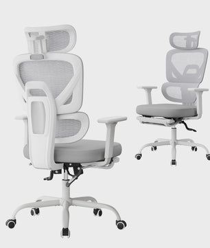 Ergonomische bureaustoel met mesh rugleuning, verstelbare hoofdsteun en voetensteun