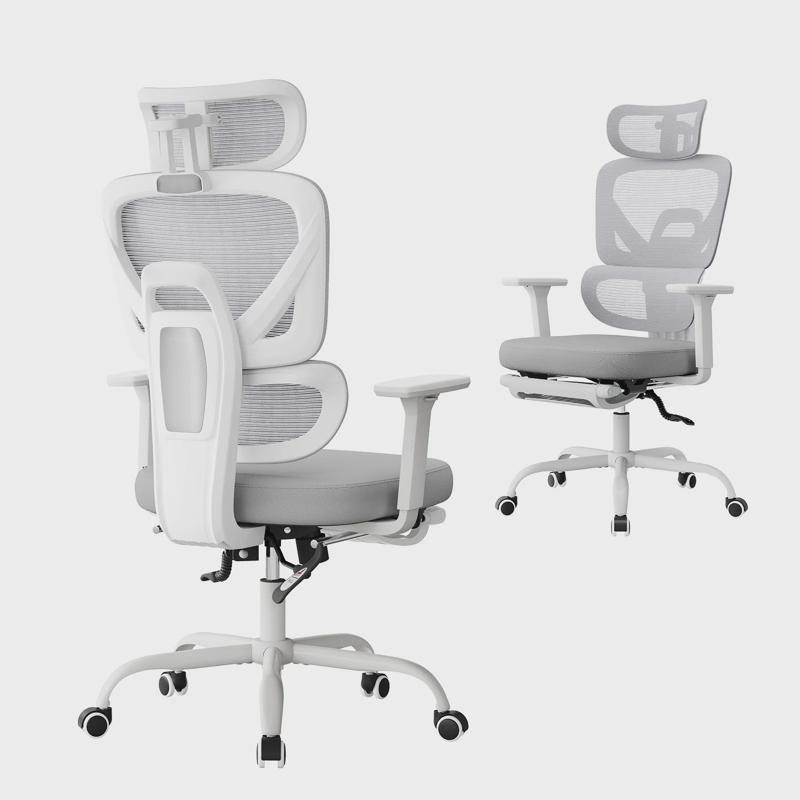 Ergonomische bureaustoel met mesh rugleuning, verstelbare hoofdsteun en voetensteun