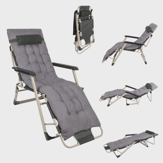 Klapbare Ligstoel voor Tuin en Terras met Verstelbare Rugleuning en Comfortabel Kussen