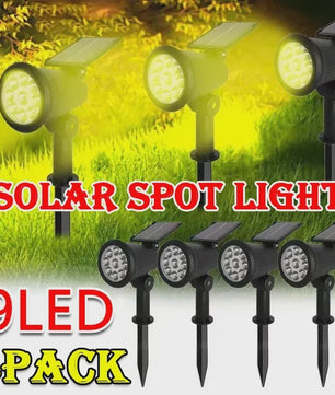 Verstelbare Solar Spotlight met 9 LED's - IP65 Waterdicht & Grondspot/Wandlamp