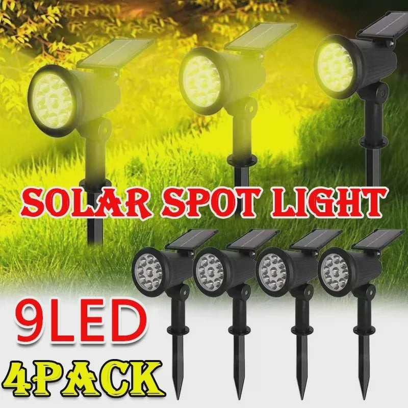 Verstelbare Solar Spotlight met 9 LED's - IP65 Waterdicht & Grondspot/Wandlamp
