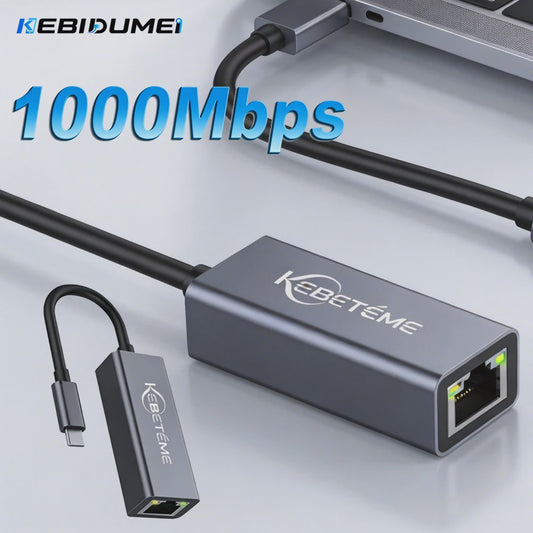 KEBIDUMEI USB 3.0 naar RJ45 Gigabit Netwerkkaart - 1000Mbps Ethernet Adapter