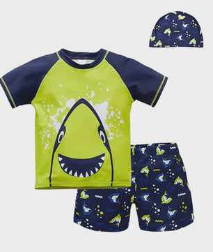Zwemset Jongens met Haaienprint: T-shirt, Short & Zwempet