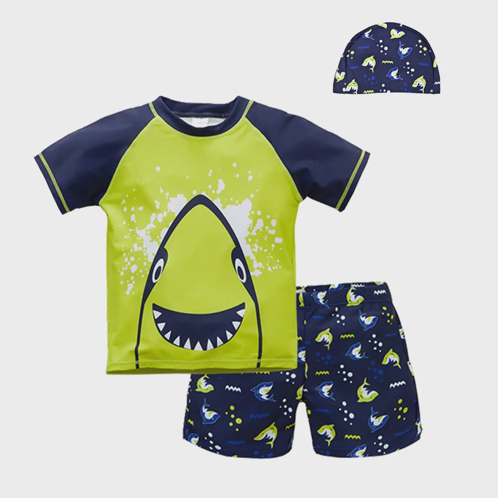 Zwemset Jongens met Haaienprint: T-shirt, Short & Zwempet