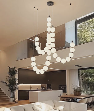 Moderne Scandinavische Plafondlamp met Bolvormige Lampjes - Hanglamp voor Woonkamer & Trap