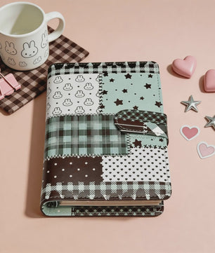 A6 Patchwork Notitieboek met Losse Bladen - PU Leer, Planner & Fotokaart Album