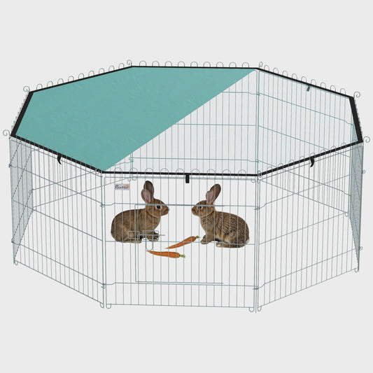 PawHut Hondenren 8-Panel met Dak - Verstelbaar, Opvouwbaar & Draagbaar - 60cm Hoog