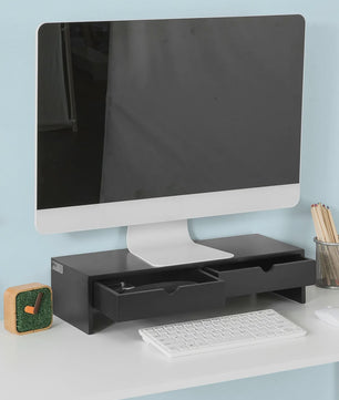 Monitorstandaard met 2 Lades - Bureau Organizer - Verhoogt uw Scherm - 47x11x18cm