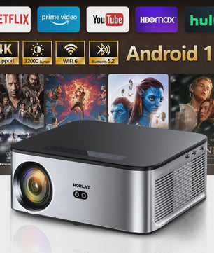 HORLAT Android 12 Projector: 1600 ANSI Lumen, 4K Full HD, WiFi 6, Bluetooth 5.2 - Home Theater & Gaming