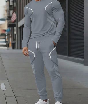 Herenset: Ronde Hals Sweater & Broek met 3D Print - Streetwear Lente/Herfst 2025