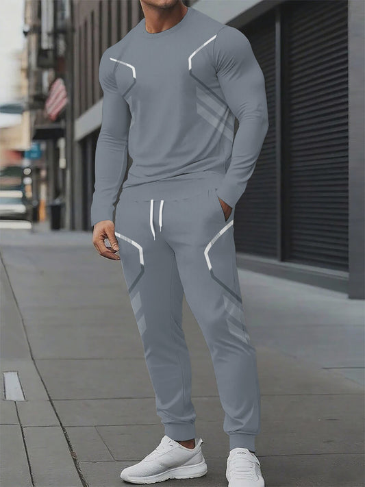 Herenset: Ronde Hals Sweater & Broek met 3D Print - Streetwear Lente/Herfst 2025