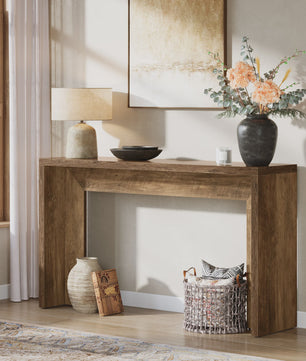 Tribesigns 140cm Farmhouse Console Tafel met Opbergruimte - Rustiek Bruin Hout