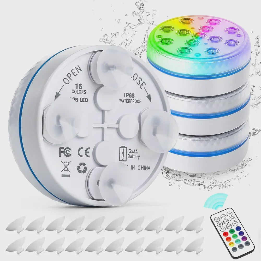 Waterdichte Onderwater LED Lamp met Afstandsbediening - 13 LEDs, RGB Kleuren, IP68