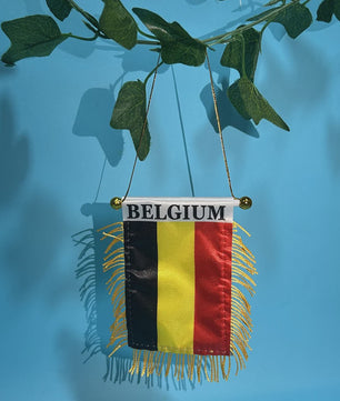 Belgische Mini Vlag voor Auto Raam - 8x12cm Polyester, Dubbelzijdig Bedrukt