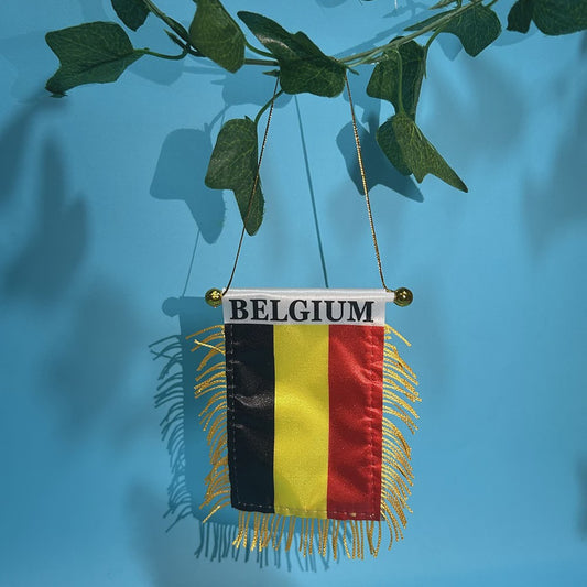 Belgische Mini Vlag voor Auto Raam - 8x12cm Polyester, Dubbelzijdig Bedrukt