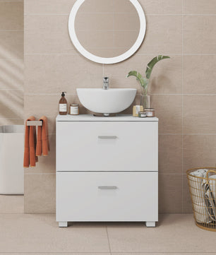 Witte Onderbouw Wastafelkast met 2 Lades - 60x30x63.8 cm