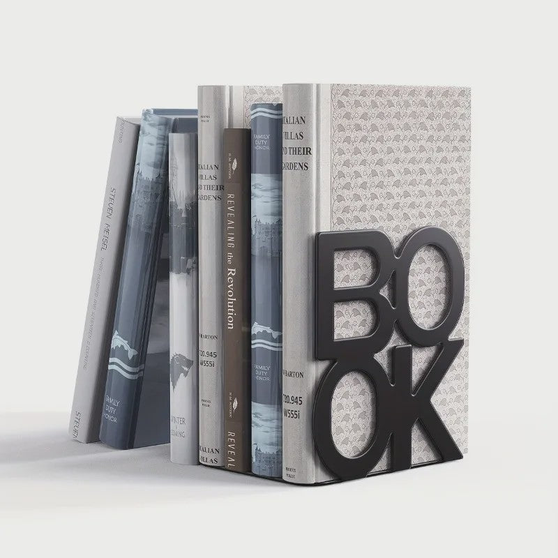 Set van 2 Stijlvolle IJzeren Boekensteunen - Anti-slip - Ideaal voor Thuis, Kantoor en Bibliotheek