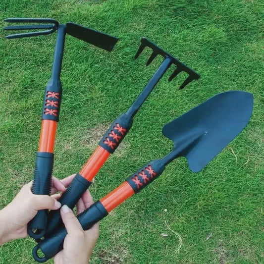 Tuin Gereedschap Set: Spade, Hark en Schoffel met Verlengbare Handgreep