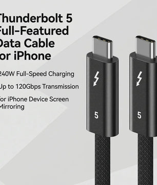 Thunderbolt 5 Kabel: 120Gbps, 240W Snelladen, 16K Video & USB4 Compatibel voor MacBook