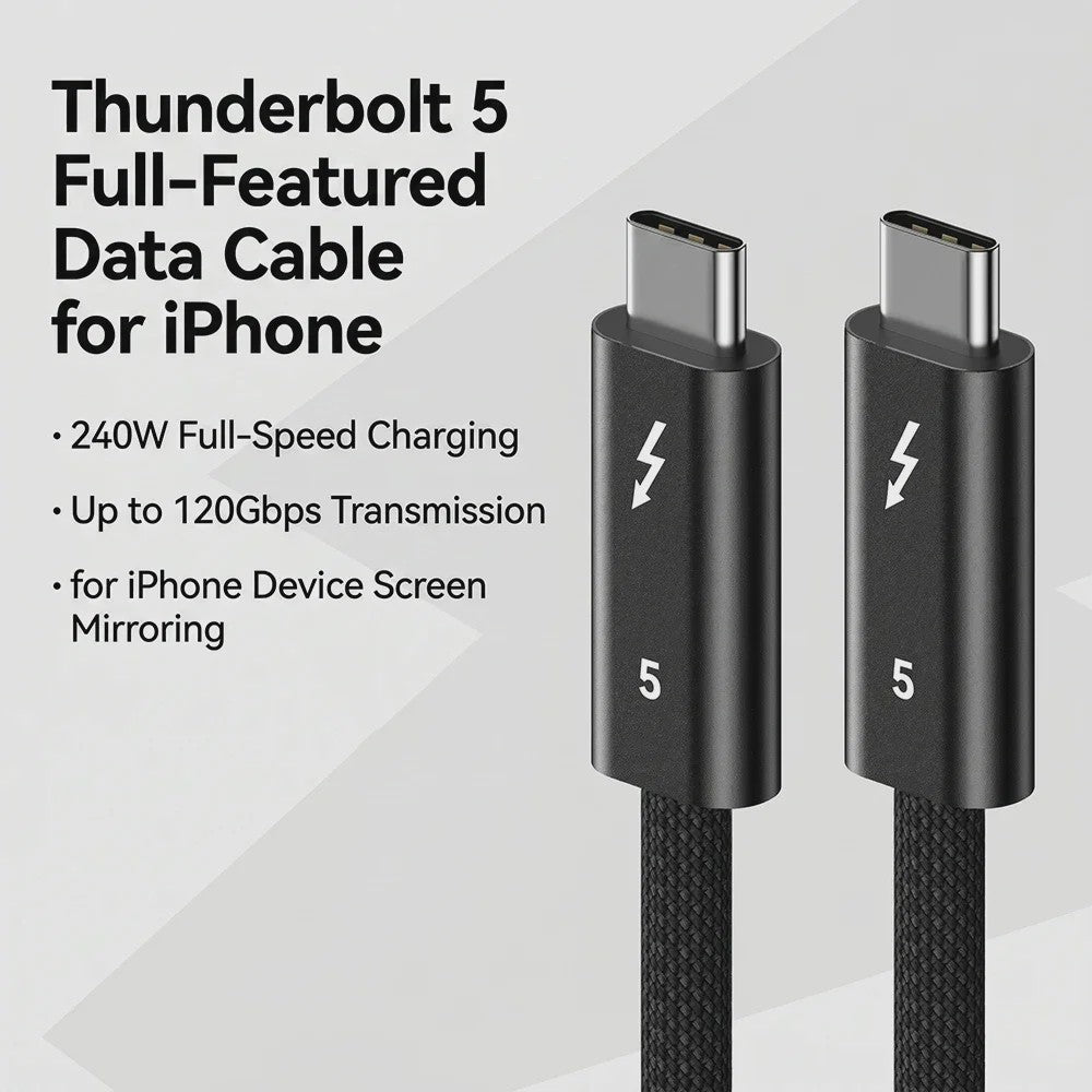 Thunderbolt 5 Kabel: 120Gbps, 240W Snelladen, 16K Video & USB4 Compatibel voor MacBook