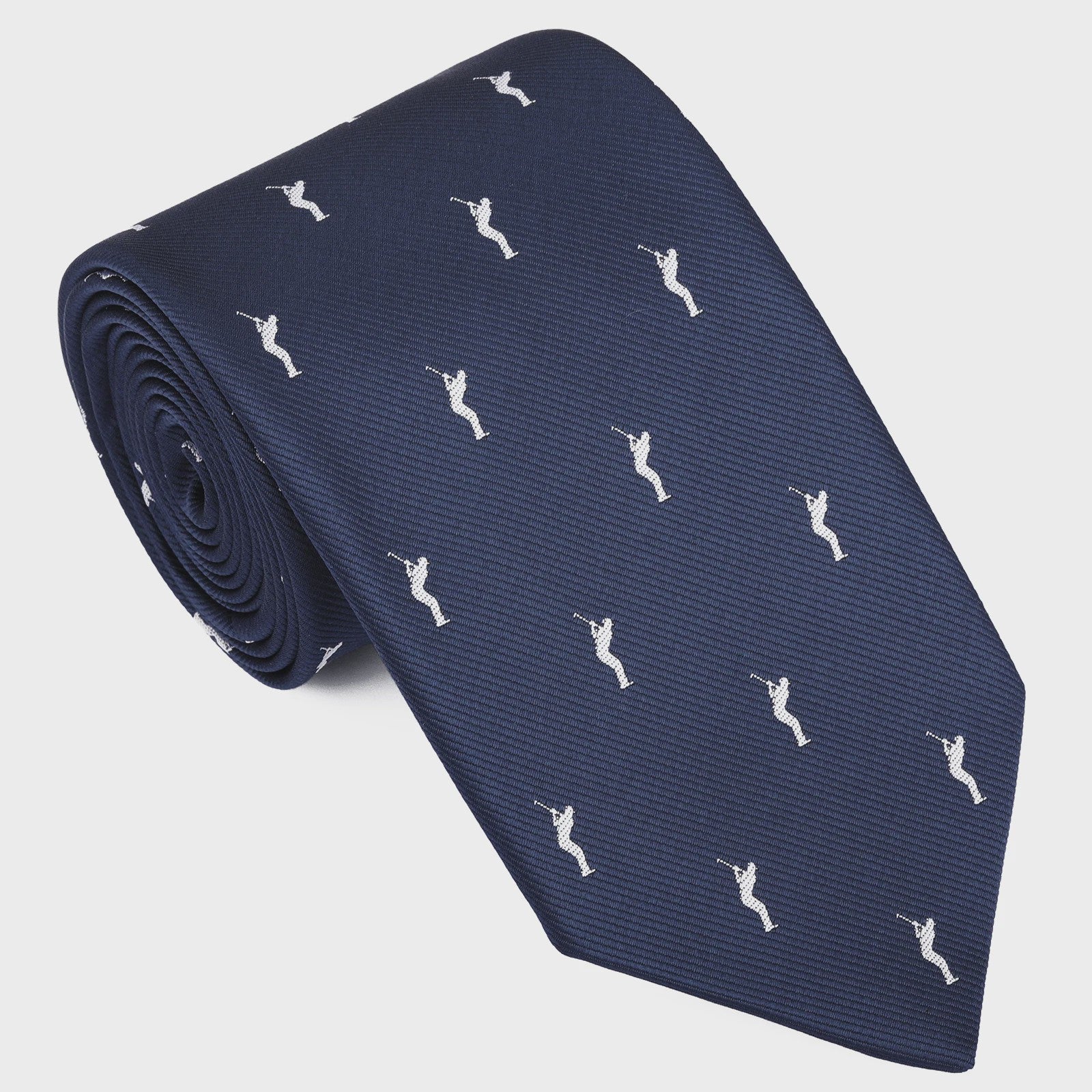 Navy Blauwe Heren Stropdas met Golfspeler Patroon - 146cm
