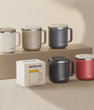 Geïsoleerde Koffiemok met Deksel - 400ML Dubbelwandig RVS Drinkbeker