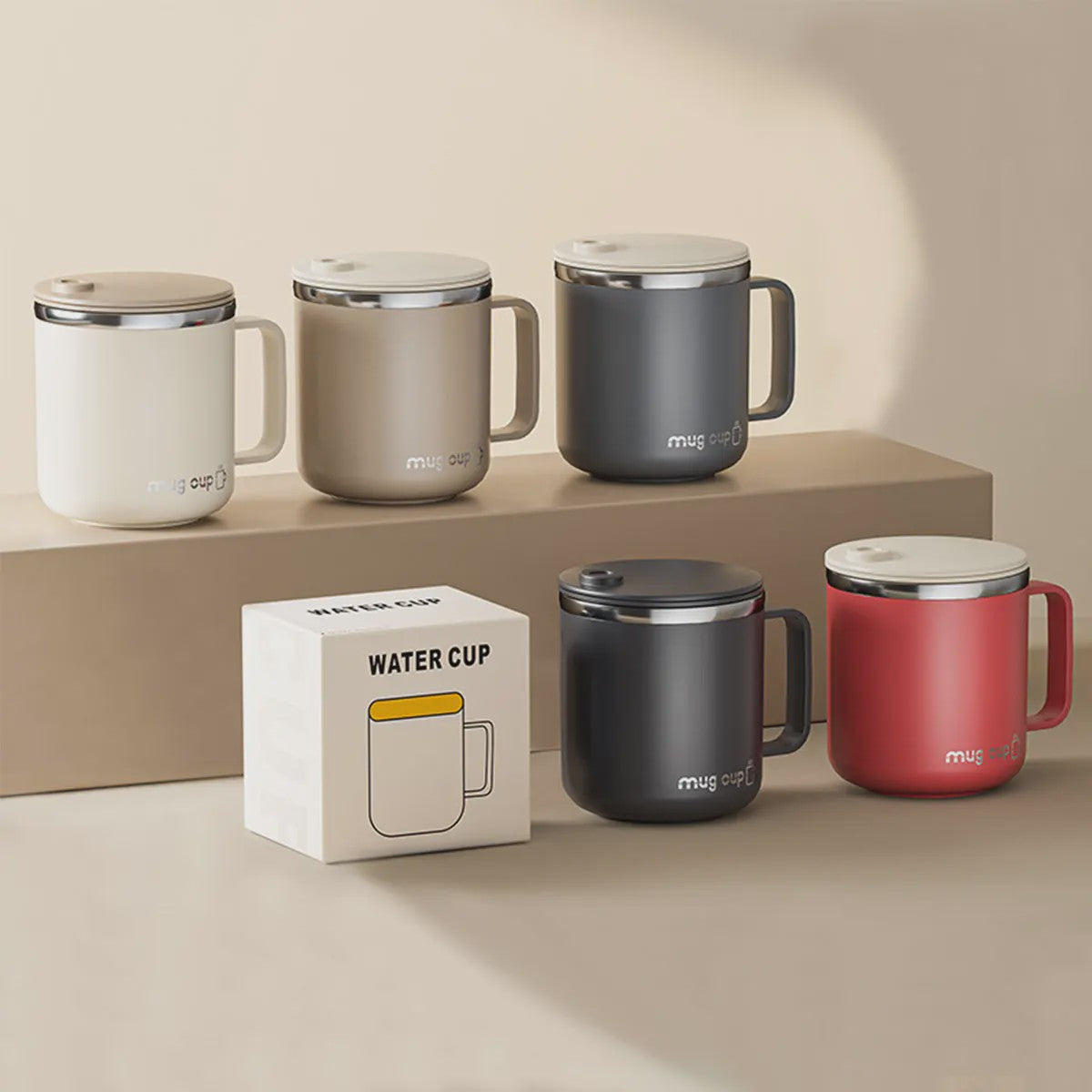 Geïsoleerde Koffiemok met Deksel - 400ML Dubbelwandig RVS Drinkbeker